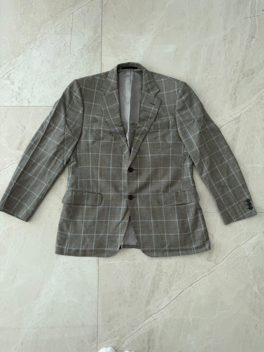 Burberry Men's Gray Windowpane Blazer - 54